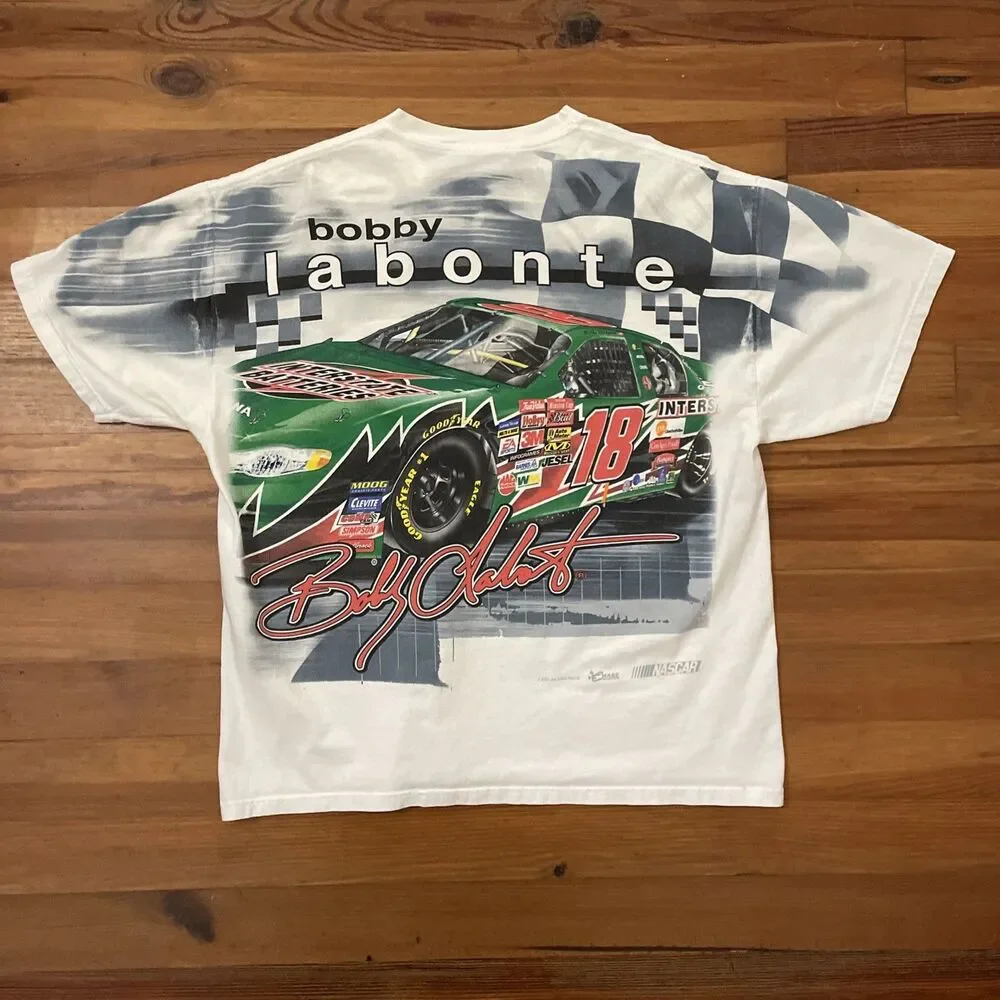 Vintage 2003 Bobby Labonte NASCAR T-Shirt AOP All Over Print #18 Chase Y2K Large